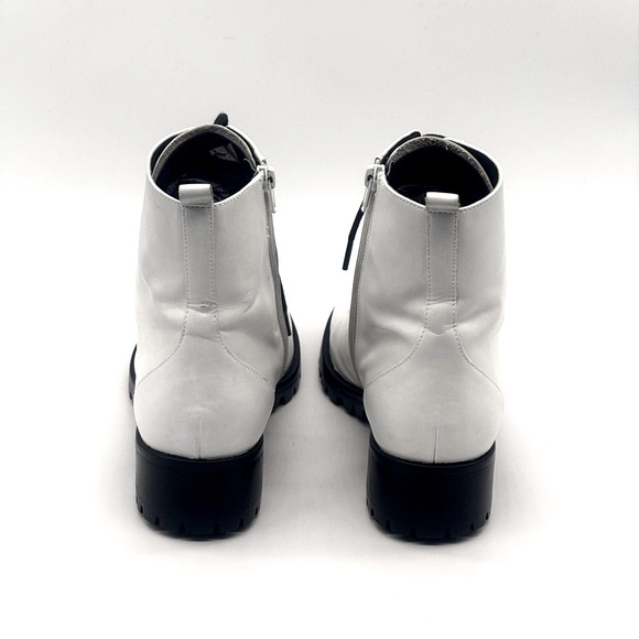 BP. Nordstrom Taylor-Lea White Leather Lace Up Combat Boots. - Picture 4 of 5